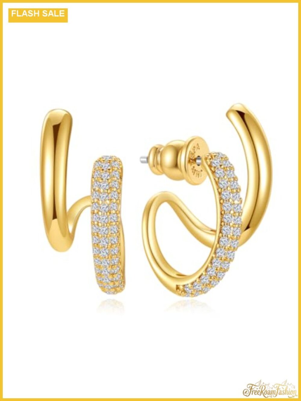 14K Gold Plated Double Hoop Earrings for Women Trendy Statement Huggie Earrings